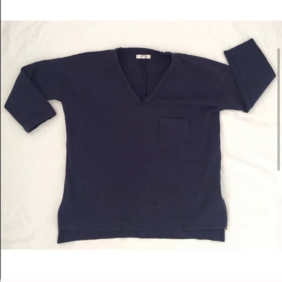 Madewell Navy V-Neck 3/4 Sleeves High Low Hem M - Picture 4 of 7